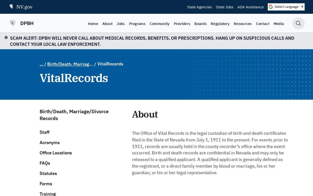 Paradise people search through Nevada vital records custodians